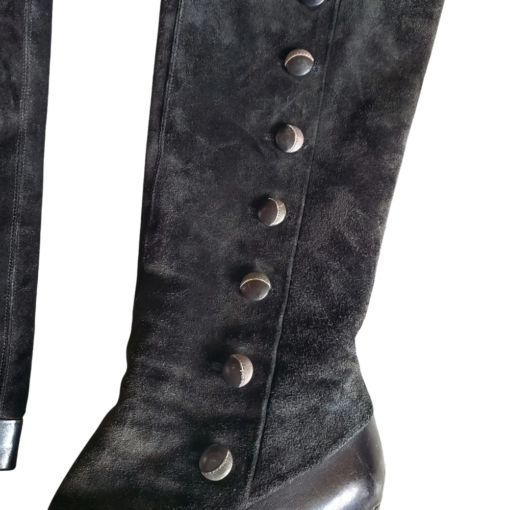 💫SOLD💫Marc Jacobs Vintage Rare Suede Black Knee-High Boots - EU 41 - Picture 4 of 10